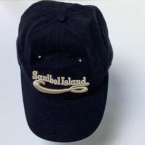 Sanibel Island Embroidered Navy Blue Velvet Baseball Ball Cap